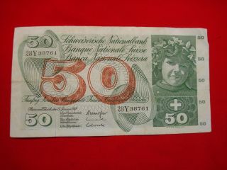 1970 Swiss 50 Franc Bank Note