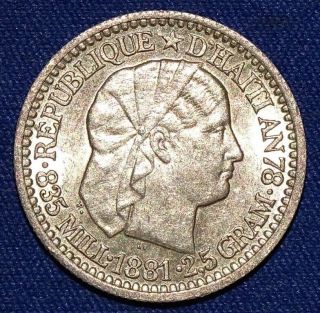 Republique D`haiti Ad 1881 10 Cents Uncirculated.