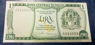 1967 Malta 1 Lira Banknote (uncirculated)