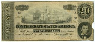 T - 67 1864 $20 Confederate States Of America Richmond