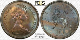 1969 Great Britain Half Penny Pcgs Ms66 Color Toned Finest Graded World Wide