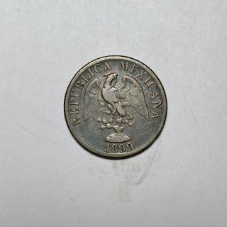 1899 Cn Q Mexico Silver 20 Centavos