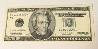 $20 1996 Star Federal Reserve Note Twenty Dollar,  -