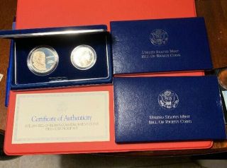 1993 Bill Of Rights Commemorative Proof Silver Dollar & Cpa