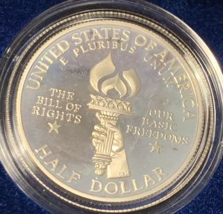 1993 Bill of Rights Commemorative Proof Silver Dollar & Cpa 4