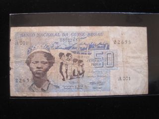 Guinea Bissau 50 Pesos 1975 A001 P1 Guine Africa 36 Currency Banknote Money A