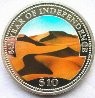 Namibia 1995 Desert 10 Dollars Silver Coin,  Proof