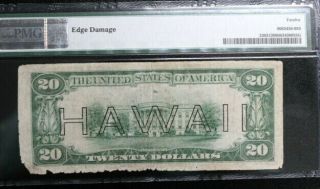 $20 1934 HAWAII WWII EMERGENCY ISSUE - PMG FINE 12 LA BLOCK 2