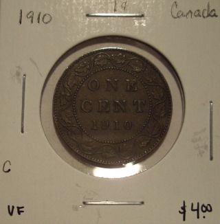 C Canada Edward Vii 1910 Large Cent - Vf