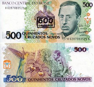 Brazil 500 Cruzados/cruzeiros Banknote World Paper Money Currency Pick P226 1993