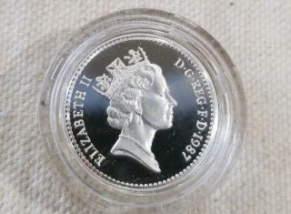 United Kingdom GB Silver Proof Piedfort 1987 One Pound Coin & Case 2