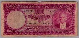 559 - 0007 Turkey | Central Bank,  1000 Lira,  L.  1930/1959,  Pick 172a,  G - Vg