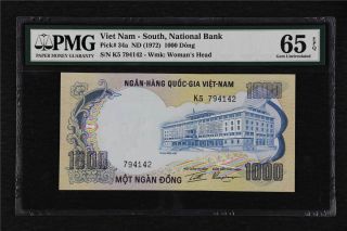 1972 Viet Nam South National Bank 1000 Dong Pick 34a Pmg 65 Epq Gem Unc