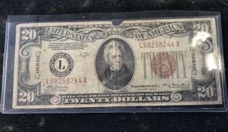 $20 Twenty Dollar 1934 - A Hawaii Federal Reserve Note Brown Seal