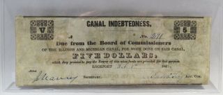 1842 $5 Il & Mi Canal Obsolete Bank Note 