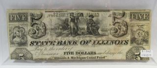 1842 $5 IL & MI Canal Obsolete Bank Note ' State Bank of Illinois ' PC - 274 2