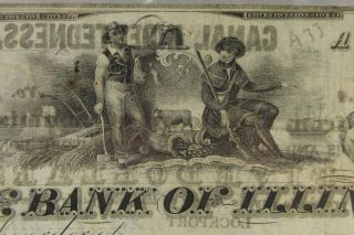 1842 $5 IL & MI Canal Obsolete Bank Note ' State Bank of Illinois ' PC - 274 3