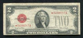 Fr.  1508 1928 - G $2 Two Dollars Star Red Seal Legal Tender United States Note