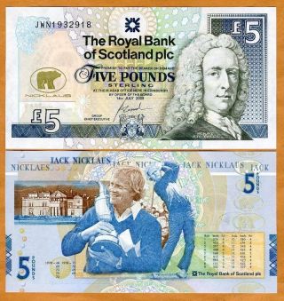 Scotland,  5 Pounds,  14 - 7 - 2005,  Pick 365,  Jack Nicklaus Unc