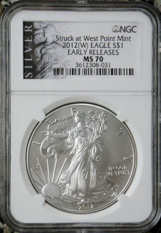 2012 (w) Struck At West Point Silver Eagle Early Releases $1 Ngc Ms70