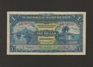 Trinidad & Tobago Islands,  1 Dollar Banknote,  2.  1.  1939,  Very Fine,  Cat 5 - B