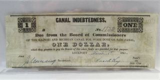 1842 $1 Il & Mi Canal Obsolete Bank Note Native American Reverse Pc - 272