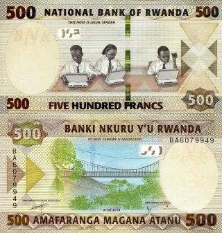 Rwanda 500 Francs Banknote World Paper Money Unc Currency Pick P - 2019 Bill