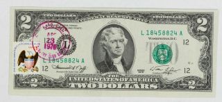 (5) Series 1976 Frn Notes $2 Cu Uncirculated - Bicentennial Stamped / Canceled