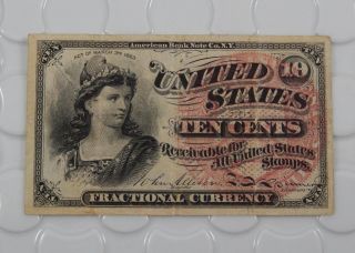1863 Fractional Currency 10 Cents 4th Issue 1869 - 1875 Note P0107