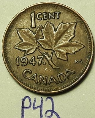 Error Coin 1947 Ml Mortar Set On Canada George Vi Canada 1 Cent P42