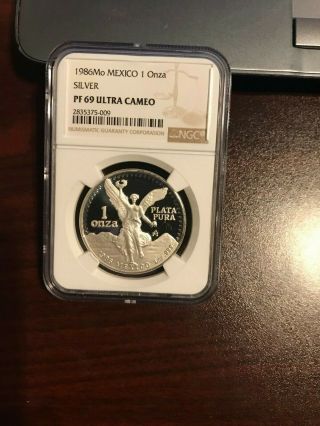 1986 Mo Mexico Silver Ngc Pf69 1 Onza Silver Proof Libertad Coin Mexico Pf 69