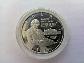1993 - S 50c James Madison Bill Of Rights Silver Half Dollar Proof