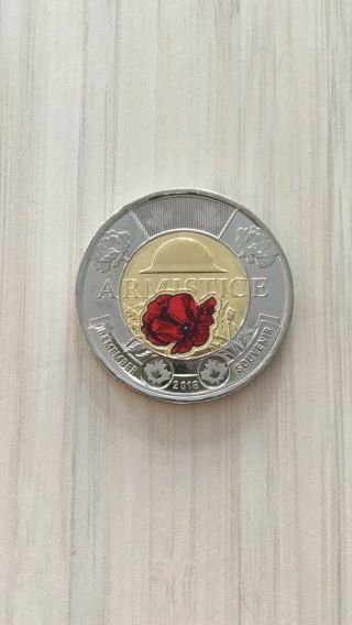 Canada 2018 2$ Toonie Armistice In Wwi Poppy Unc Bu Coin Limited Edition