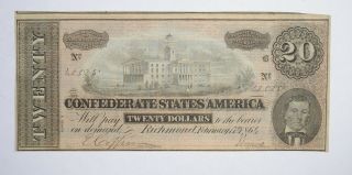 Civil War 1864 $20.  00 Confederate States Horse Blanket Note 712