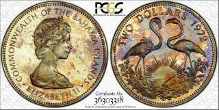1972 - Fm Bahamas Silver Two Dollars Pcgs Pr67dcam Proof Coin Only 4 Graded Higher