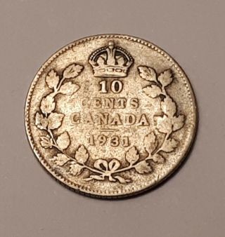1931 Canada 10 Cents Coin (80 Silver) - King George V