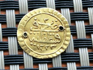 Authentic Ottoman Gold Coin Tugrali Rubiye Altin 1223/2 Ah Mahmud Ii 1808 - 1839.