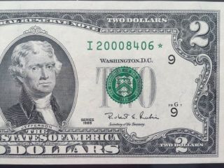 Scarce 1995 $2 Two Dollar Star Note Millennium (minneapolis) Currency Money Unc