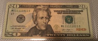 2013 $20 Note Near Solid Serial - True Binary Note