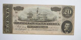Civil War 1864 $20.  00 Confederate States Horse Blanket Note 722
