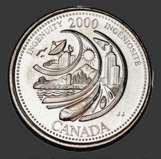 Canada 2000 February Ingenuity 25 Cents Unc Millenium Series Canadian Quarter