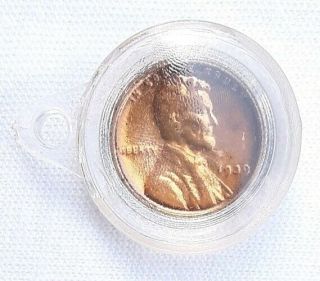 1939 Plastic Encased Lincoln One Cent,  Clear Plastic Charm/key Chain.