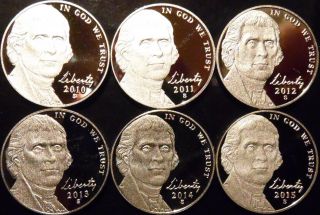 2010 - 2019 S Jefferson Nickel Gem Proof 10 Coin Date Set Decade Run