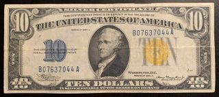 1934 - A North Africa $10 Ten Dollar Silver Certificate Gold Seal - Usa