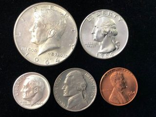 1964 - P (5) Coin Year Set 5 Coins Bu (no Case)