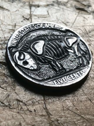 Hobo Nickel Real Coin Art Buffalo Skull