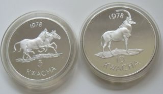 Malawi 5,  10 Kwacha 1978 Silver Silver Plata Argent,  Capsule Proof