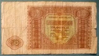 Poland 10 Zlotych Note Issued 15.  05.  1946,  P 126,