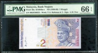 Malaysia 2 Ringgit Nd 1996 - 99 P 40 Sign Don Gem Unc Pmg 66 Epq