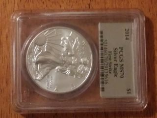 2014 Silver American Eagle Pcgs Ms70 First Strike Silver Foil Label